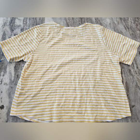 Croft & Barrow Women’s Yellow White Stripe Cotton T-Shirt XXL Short Sleeve - Picture 7 of 8